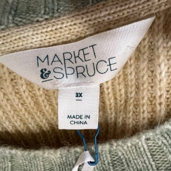 Market & Spruce Striped Button Detail Sweater Pink Blue Multicolor Size 3X NWT - Picture 7 of 10